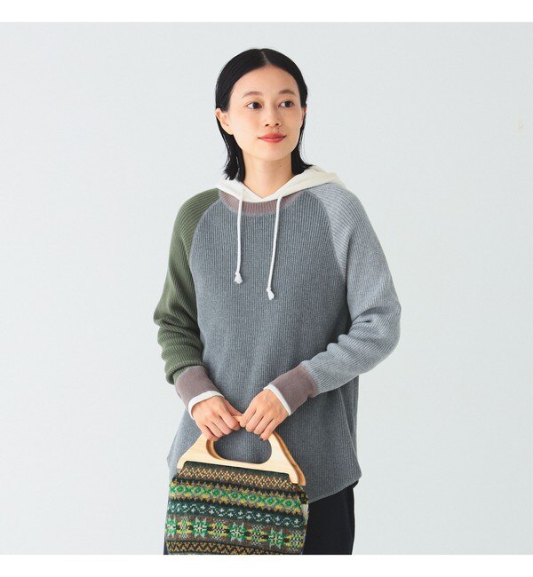 BEAMS BOY / 14ゲージ ワッフル クルー ニット 23FW|BEAMS WOMEN