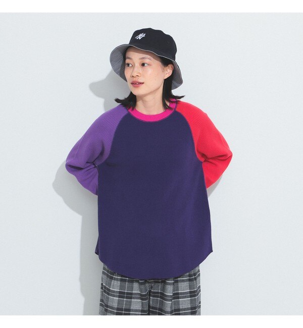 BEAMS BOY / 14ゲージ ワッフル クルー ニット 23FW|BEAMS WOMEN