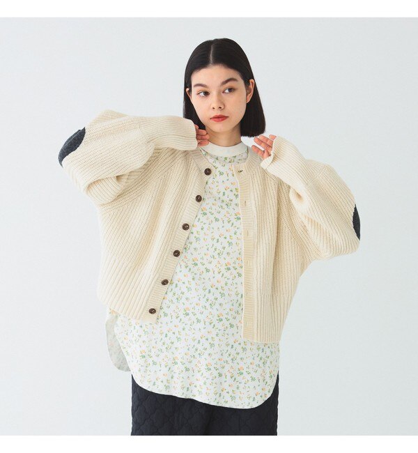 BEAMS BOY / 5ゲージ エルボーパッチ カーディガン 23FW|BEAMS WOMEN