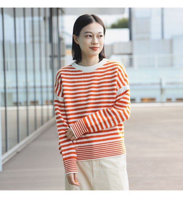 BEAMS BOY / 7ゲージ ボーダー クルーネック ニット 23FW|BEAMS WOMEN