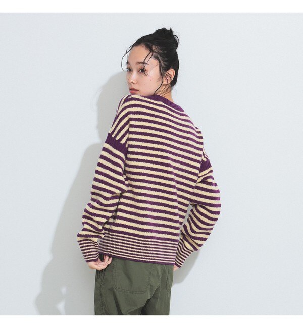 BEAMS BOY / 7ゲージ ボーダー クルーネック ニット 23FW