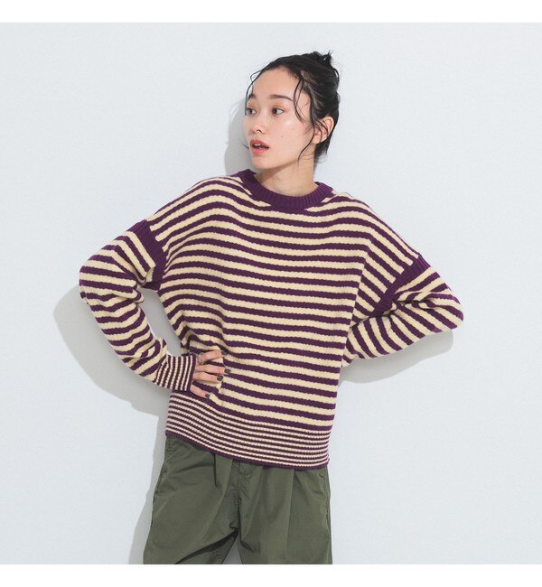 BEAMS BOY / 7ゲージ ボーダー クルーネック ニット 23FW|BEAMS WOMEN