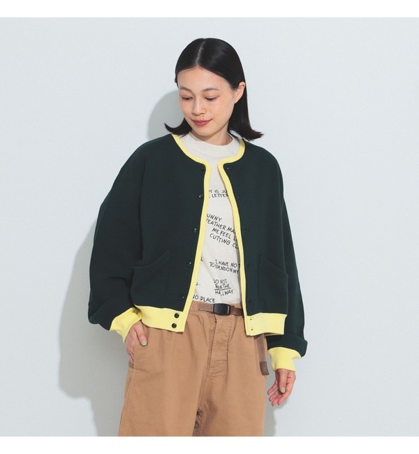 BEAMS BOY / 2トーン スウェット カーディガン