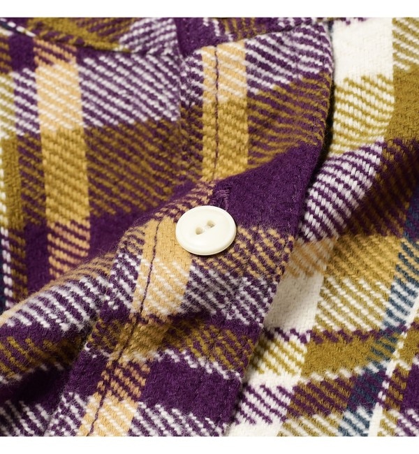 レディース【BEAMS BOY】ワークチェック ロングスリーブシャツ purple