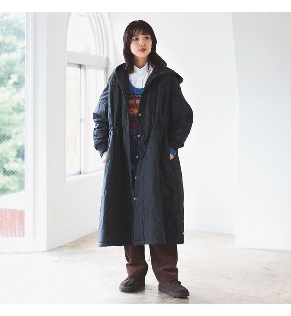 BEAMS BOY / ナイロン キルティング フード コート|BEAMS WOMEN