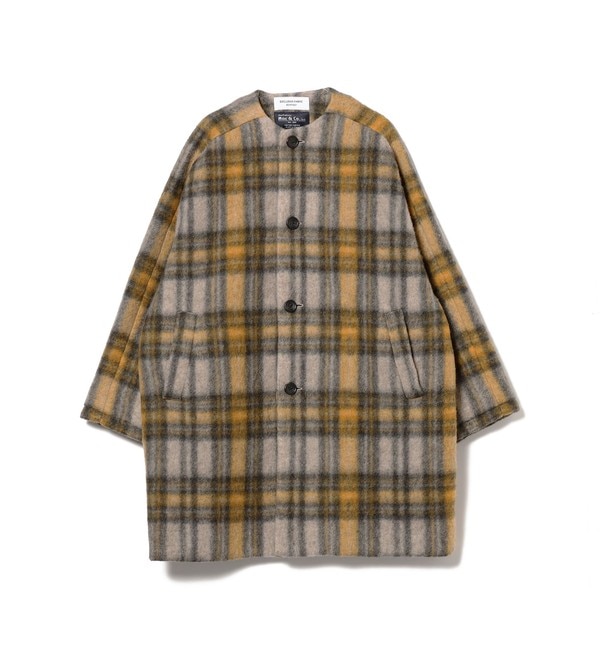 BEAMS BOY / スライバー チェック ノーカラーコート|BEAMS WOMEN