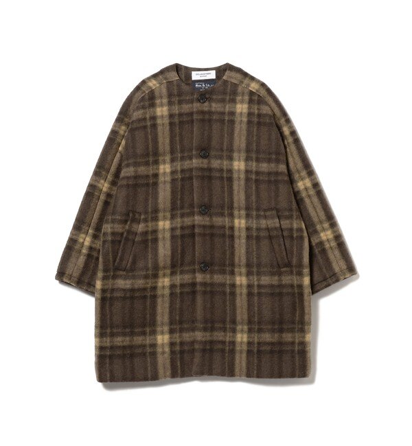 BEAMS BOY / スライバー チェック ノーカラーコート|BEAMS WOMEN