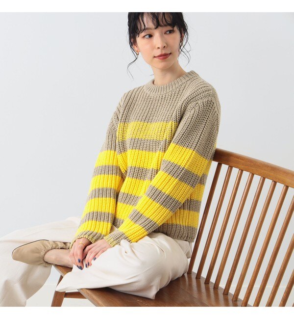 Demi-Luxe BEAMS 畔編み ボーダーニット BEIGE ビームス デミルクス