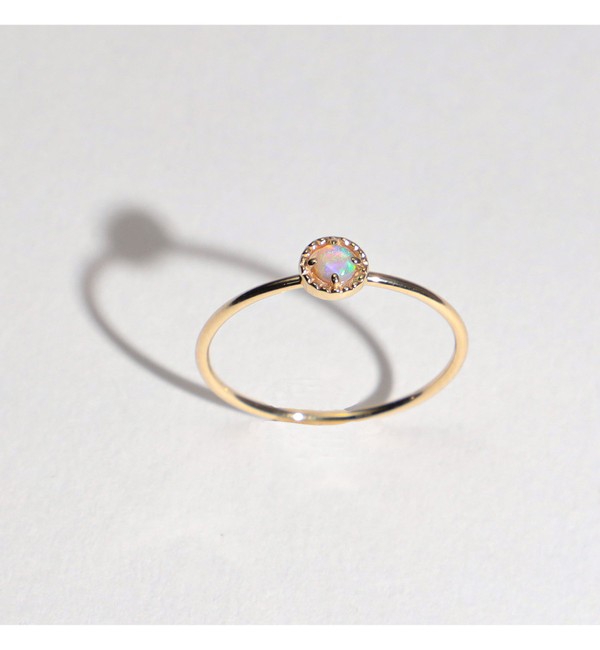 エレガントな大人の手元にレイ ビームスRayBeams K10 オパール　ダイヤ　リング 指輪　opal