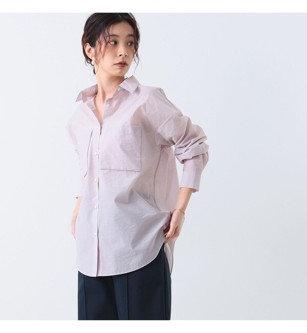 Demi-Luxe BEAMS / マチ付きポケット シアーシャツ