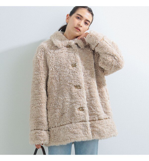 Ray BEAMS / フェイク ムートン ハーフ コート|BEAMS WOMEN