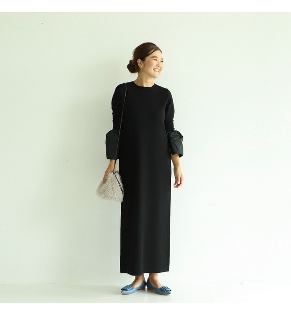 Demi-Luxe BEAMS / ブラック ニットドレス.M|BEAMS WOMEN(ビームス