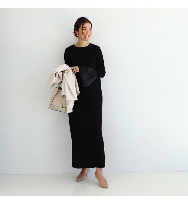 Demi-Luxe BEAMS / ブラック ニットドレス.M|BEAMS WOMEN(ビームス