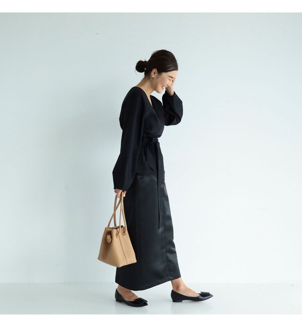 Demi-Luxe BEAMS / グロスサテン タイトスカート.M|BEAMS WOMEN