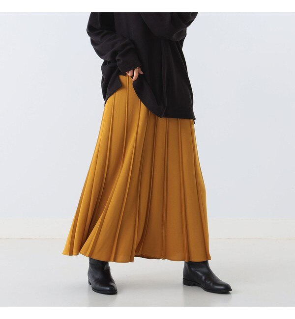 スカートDemi-Luxe BEAMS サテンプリーツスカート