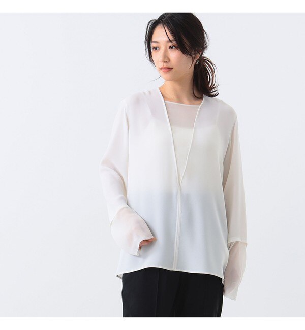 Demi-Luxe BEAMS / コンビ Vネック ブラウス|BEAMS WOMEN(ビームス