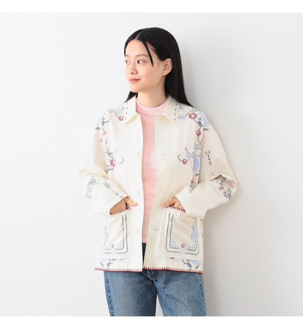 BEAMS BOY / ボーイ クロスステッチ プリント ジャケット|BEAMS WOMEN 