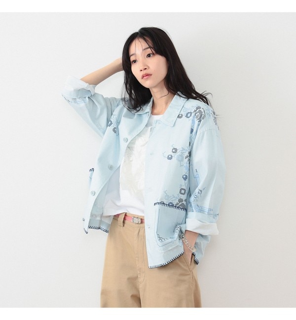 BEAMS BOY / ボーイ クロスステッチ プリント ジャケット|BEAMS WOMEN 