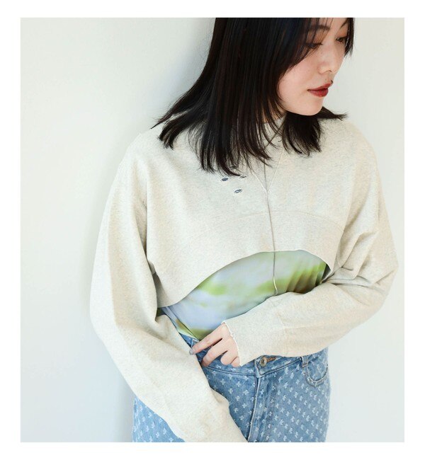 Ray BEAMS / クロップド スウェット プルオーバー|BEAMS WOMEN