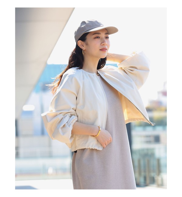 Demi-Luxe BEAMS / ノーカラー ギャザーブルゾン|BEAMS WOMEN(ビームス 
