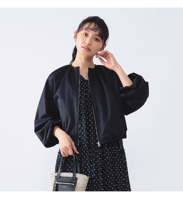 Demi-Luxe BEAMS / ノーカラー ギャザーブルゾン|BEAMS WOMEN(ビームス