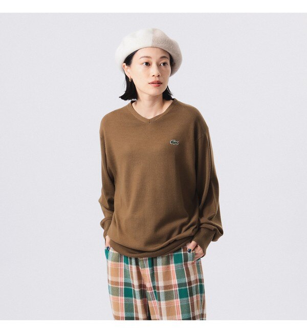 LACOSTE for BEAMS BOY / 別注 Vネック ニット|BEAMS WOMEN