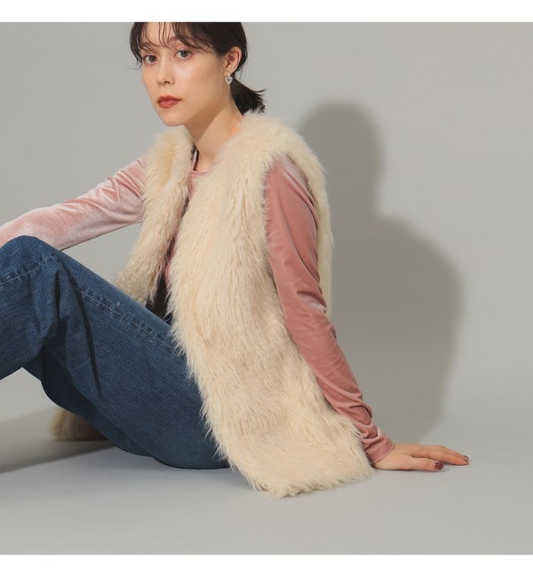 人気ファッションメンズ|【ビームス　ウィメン/BEAMS WOMEN】 フェイクファー クルーネック ベスト