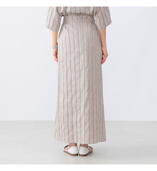 Demi-Luxe BEAMS / リネン混 ストライプ スカート
