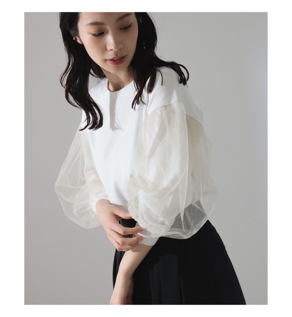 チュール スリーブ クルーネック プルオーバー|BEAMS WOMEN(ビームス 