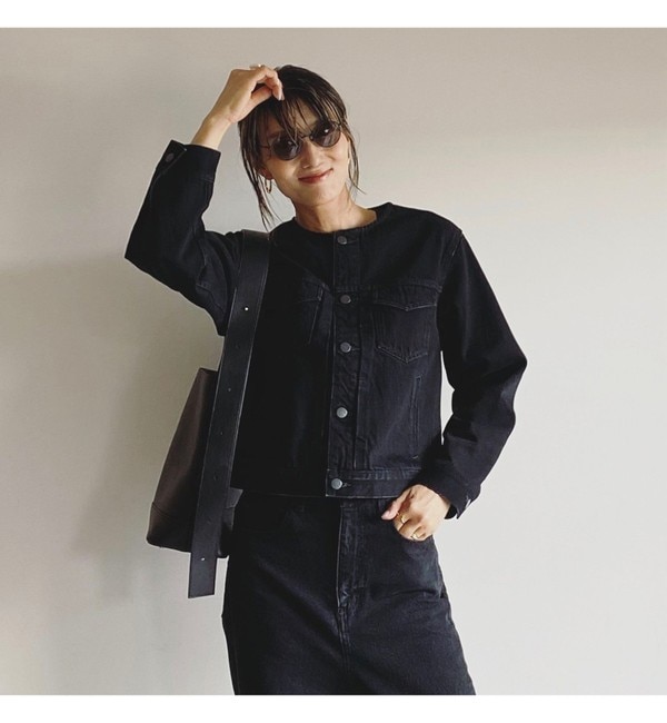 エディター坪田あさみ × woadblue × Demi-Luxe BEAMS / 別注 ノーカラー デニム ジャケット|BEAMS WOMEN( ビームス ウィメン)の通販｜アイルミネ