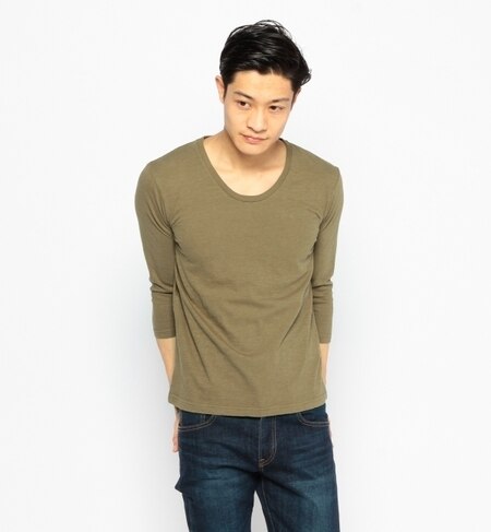 【ビームス メン/BEAMS MEN】 BEAMS / スラブ Uネック 7分袖 カットソー [3000円(税込)以上で送料無料]