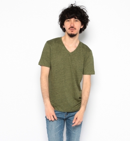 【ビームス メン/BEAMS MEN】 フランダースリネン Vネック Tシャツ [送料無料]