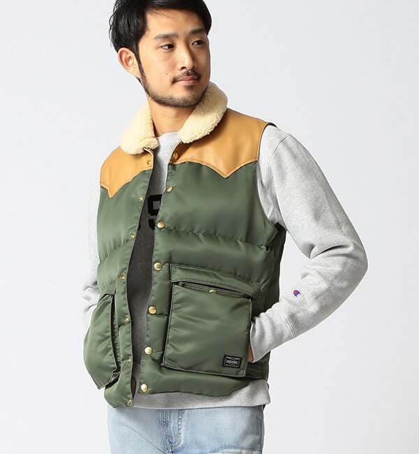 【ビームス メン/BEAMS MEN】 ROCKY MOUNTAIN FEATHERBED×PORTER×BEAMS / 別注 Christyダウンベスト [送料無料]