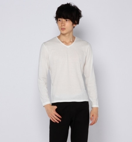 【ビームス メン/BEAMS MEN】 カットオフ 天竺 Vネック 長袖 Tシャツ [送料無料]