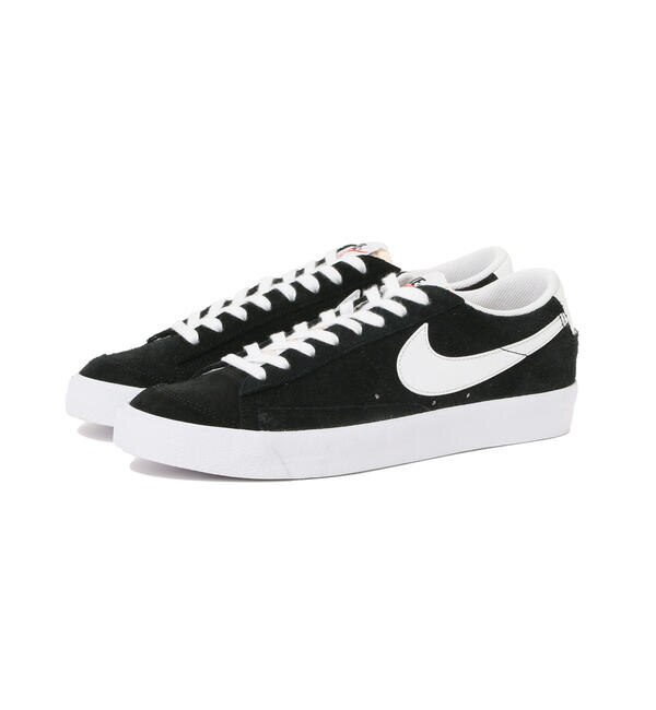 nike blazers low black and white suede