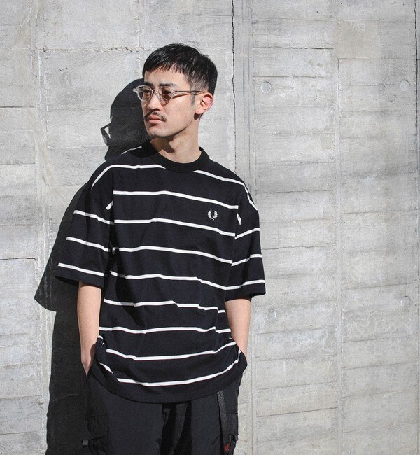 FRED PERRY × BEAMS / 別注 ボーダー オーバーサイズ ピケ Tシャツ