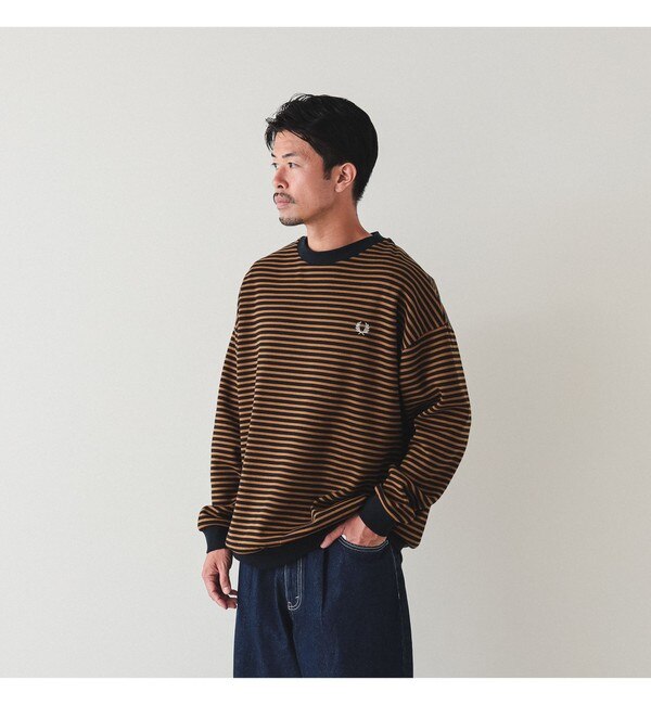 FRED PERRY × BEAMS / ボーダー クルーネック スウェット