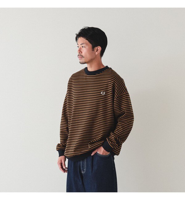 FRED PERRY × BEAMS / ボーダー クルーネック スウェット - スウェット