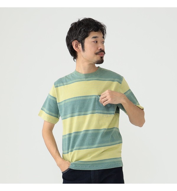 BEAMS PLUS / インディゴ ストライプ ポケット Tシャツ|BEAMS MEN 