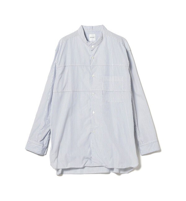 sage de cret / Stripe Stand Collar Shirt