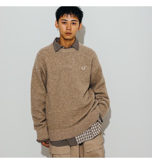 FRED PERRY × BEAMS / 別注 Cable Crewneck Knit|BEAMS MEN(ビームス メン)の通販｜アイルミネ