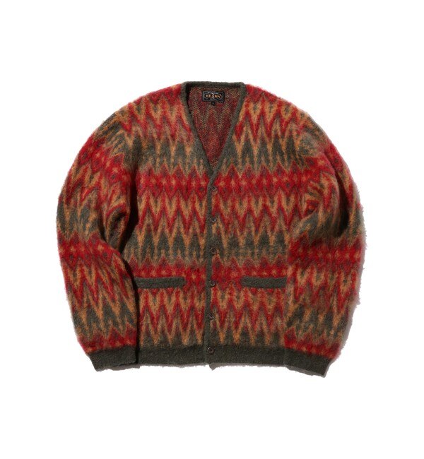BEAMS / 5ゲージ ブークレ ストライプ カーディガン|BEAMS MEN