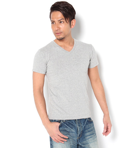 VELVA SHEEN: Vネック ポケット Tシャツ グレー