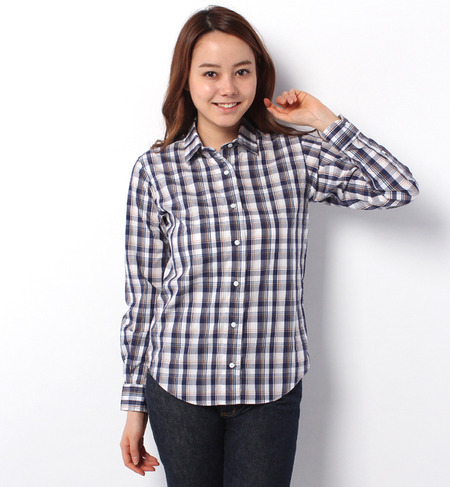 コットンチェック レギュラーカラーシャツ