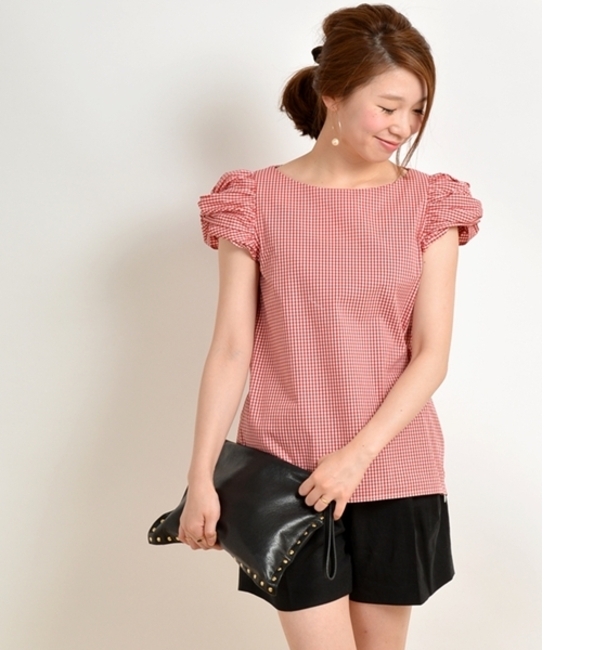 ミニギンガムチェック ネジリスリーブ