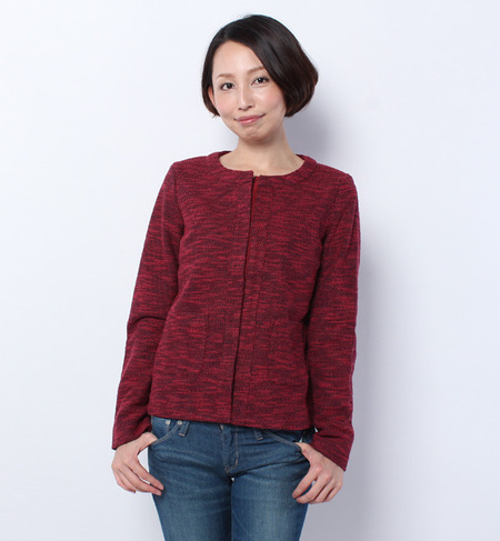 スラブ ツイード ノーカラージャケット