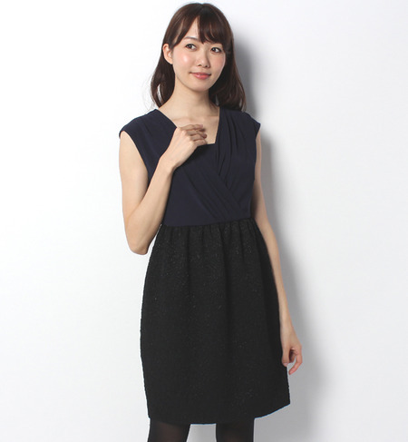 2WAY ラメ ジャガードコンビ カシュクール ワンピース