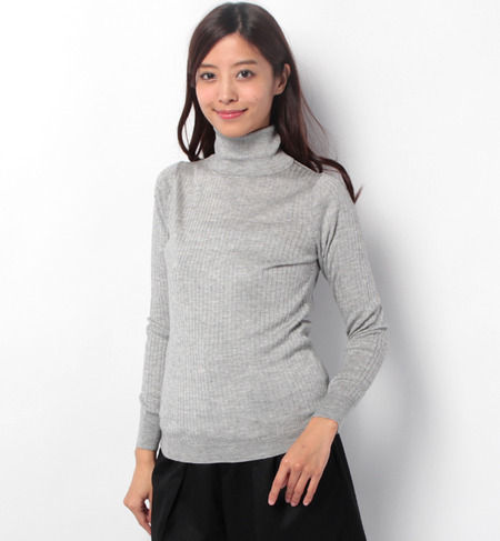 シルク カシミヤ 16G リブ タートル