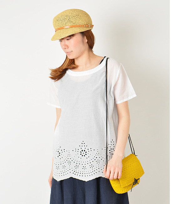 【シップス フォー ウィメン/SHIPS for women】 liflattie ships:カットレース ショートスリーブ ブラウス [送料無料]