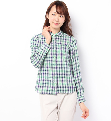 リネンチェックシャツ